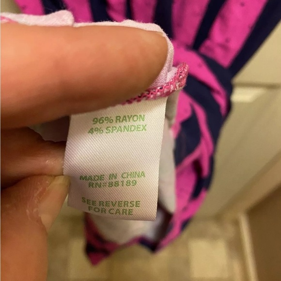 Lilly Pulitzer Scoop Neck Evelyn Dress Pink & Navy Stripes w/ Polka Dots Sz S - Picture 6 of 15